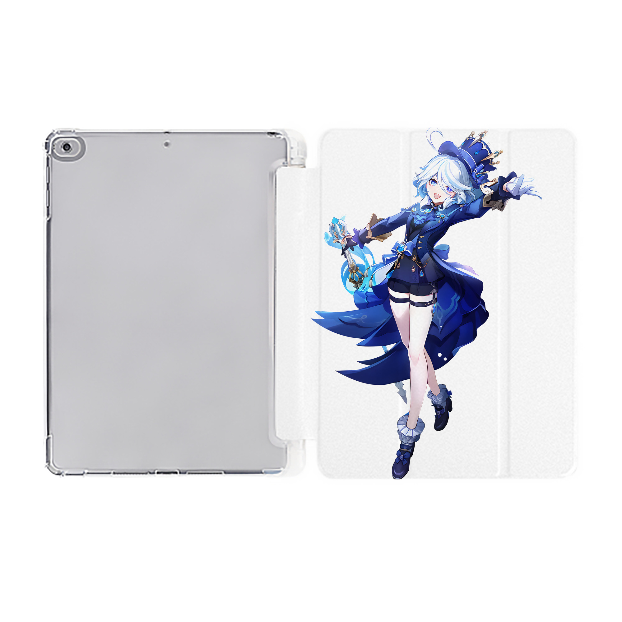 げんし神 フリーナ genshin Furina IPad ケース ペン収納付き 三つ折りスタンド PUレザー×シリコン 対応機種9.5/10.5/10.9インチ